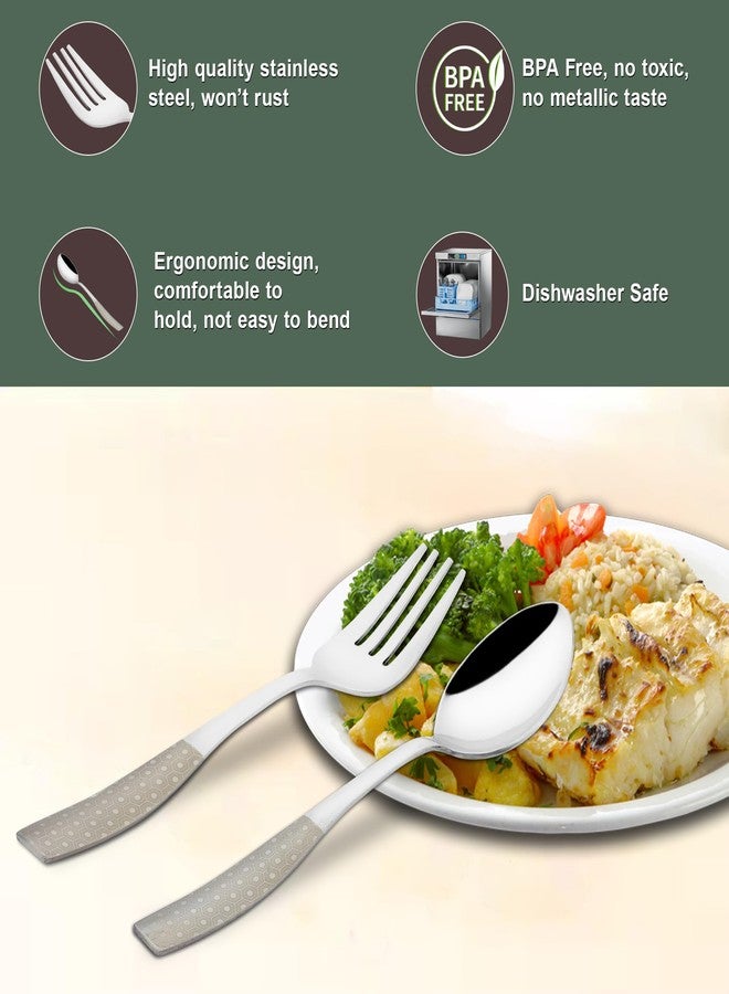 Parage 12 Pieces Stainless Steel Premium Cutlery Set for Home & Kitchen, Luxury Dining Tableware Small Spoon & Fork Gift, Laser Chammach Set, Silver Dazzle Design (6 Dinner Spoons & 6 Dinner Forks) - Image 3